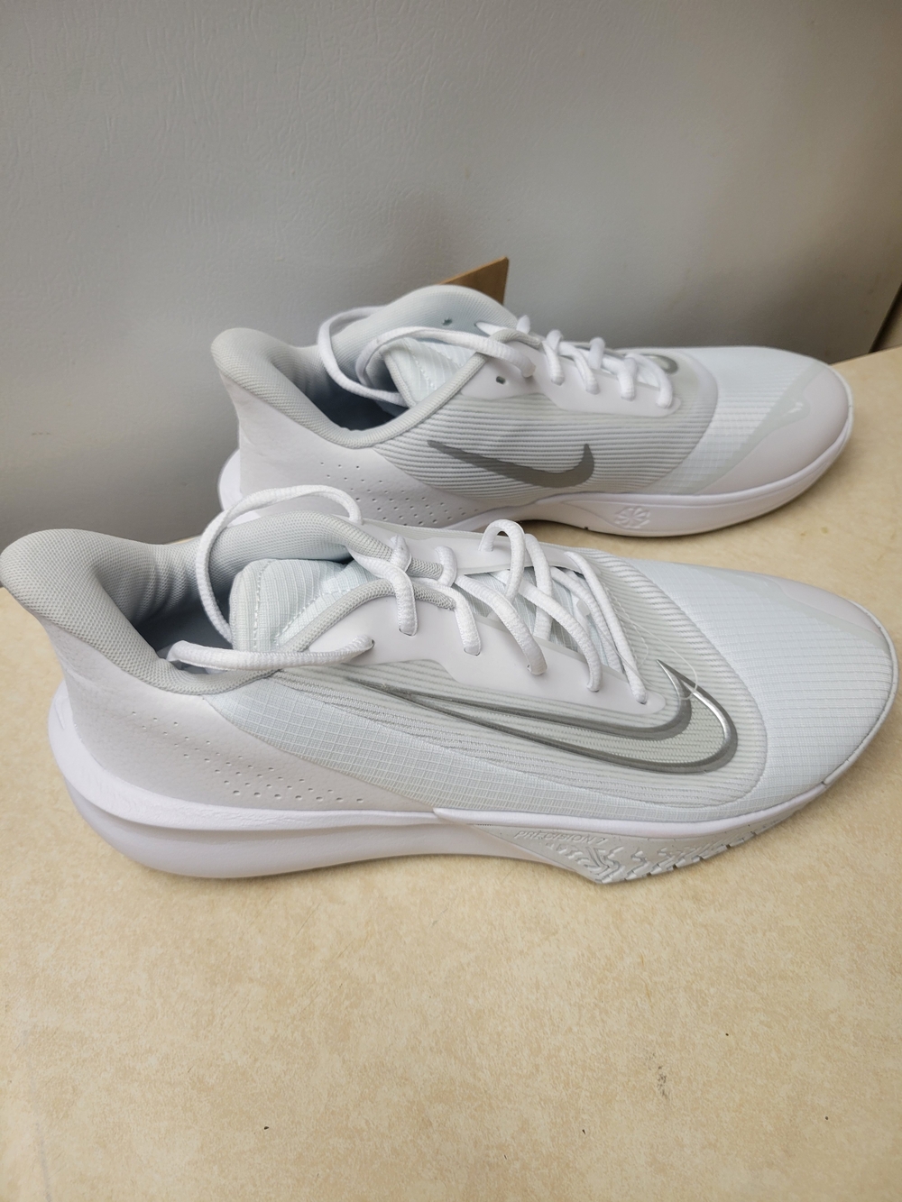 Nike White and Light Gray Swoosh Athletic Sneakers